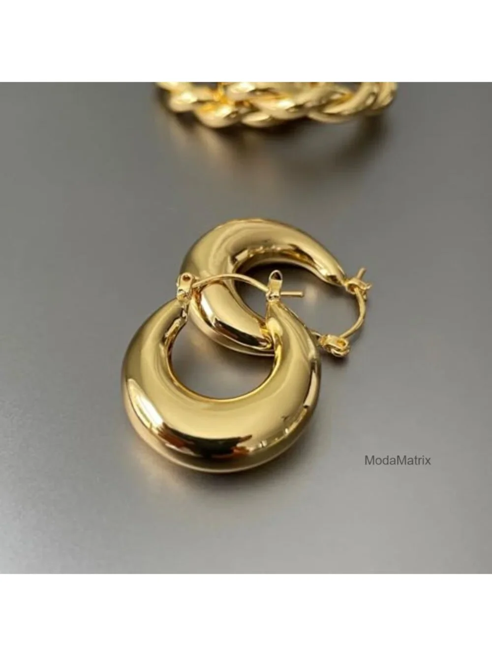 Chunky Gold Plated Triple Hoop Earrings Hypoallergenic Trendy Hoops